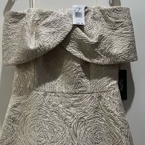 Strapless Textured Ivory Cocktail Dress